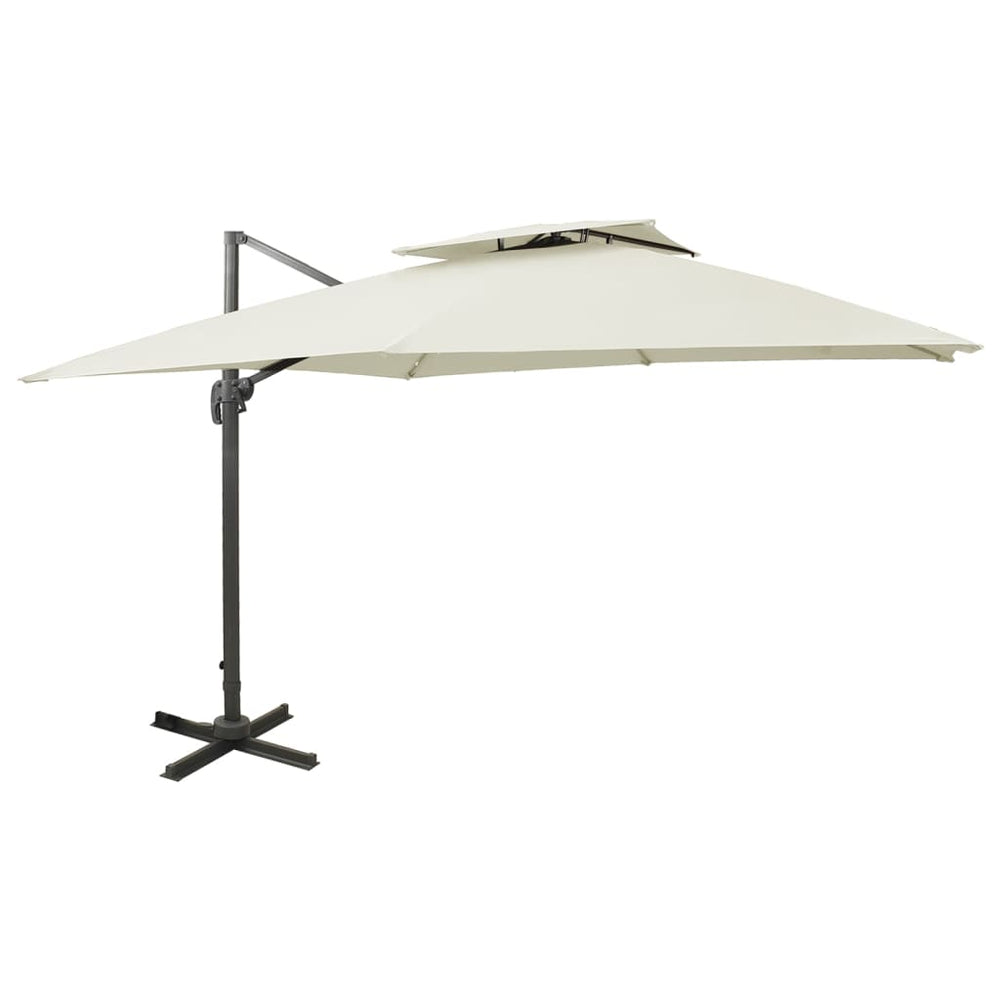 vidaXL Parasol déporté avec double toit 300 x 300 cm sable