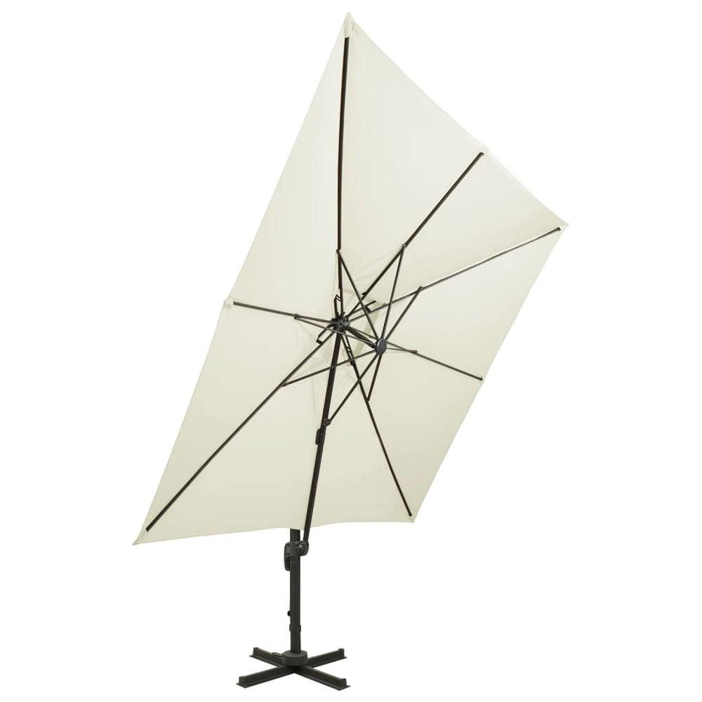 vidaXL Parasol déporté avec double toit 300 x 300 cm sable