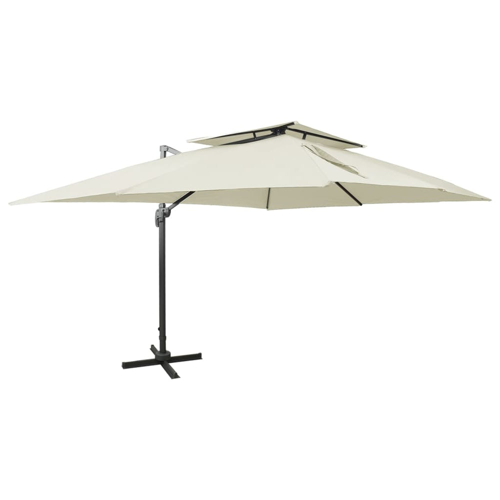 vidaXL Parasol déporté à double auvent sable 400 x 300 cm