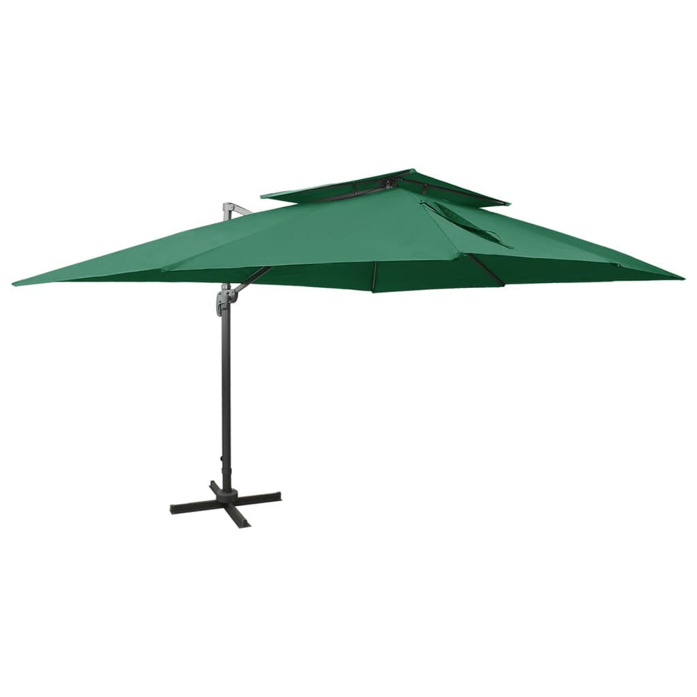 vidaXL Parasol déporté avec aération 400x300 cm Vert