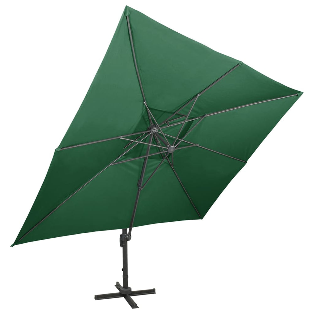 vidaXL Parasol déporté avec aération 400x300 cm Vert