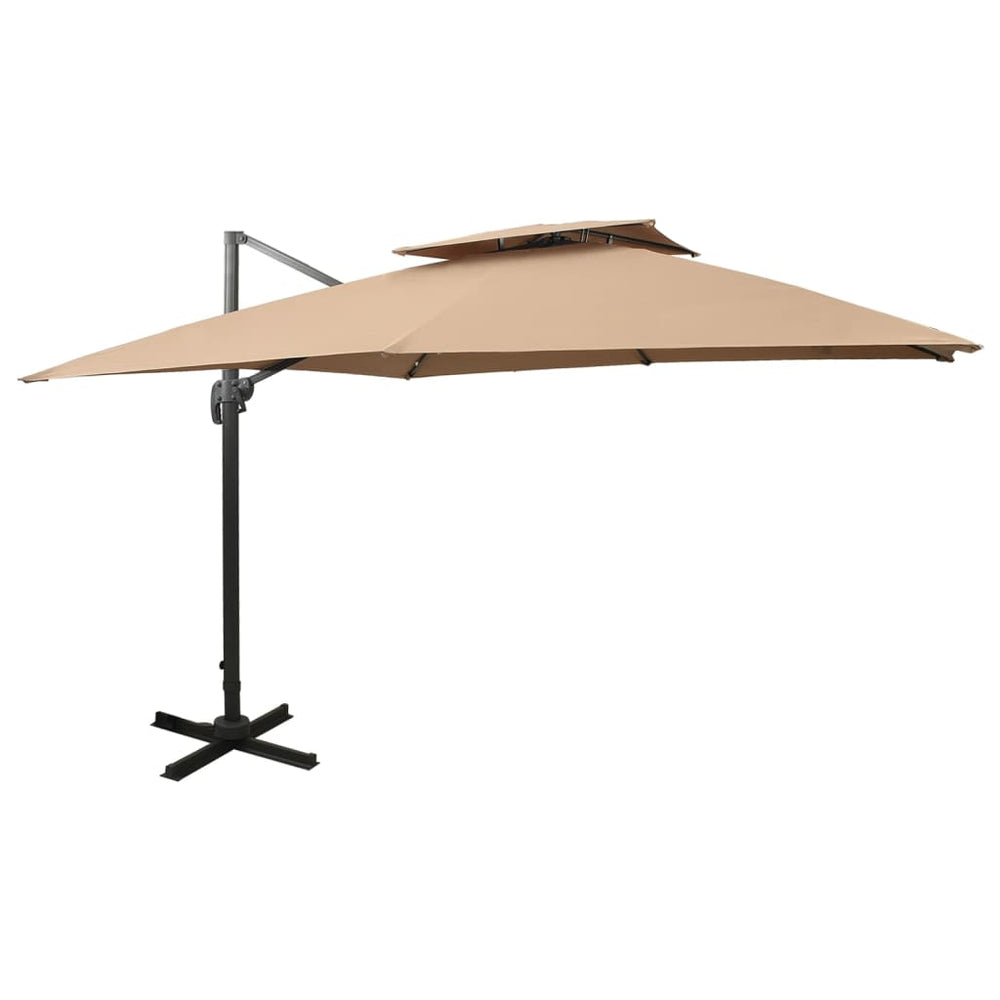 vidaXL Parasol déporté à double toit 300 x 300 cm Taupe