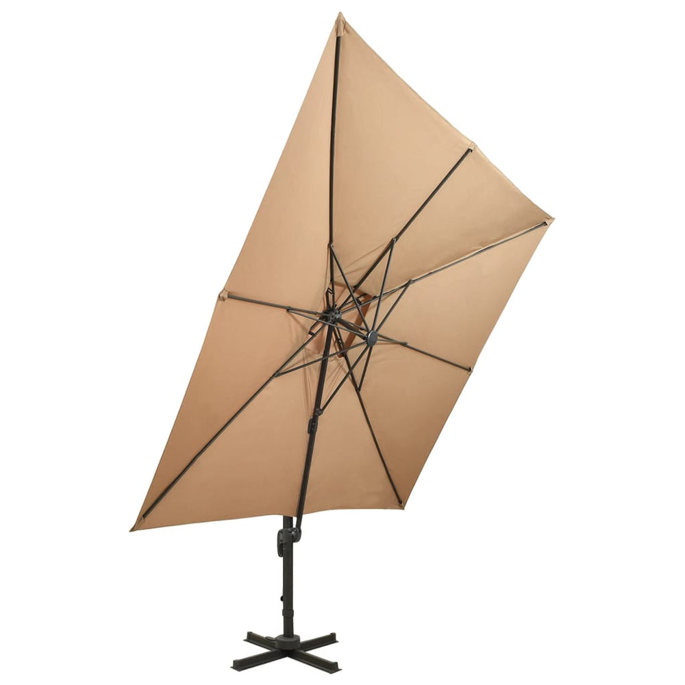 vidaXL Parasol déporté à double toit 300 x 300 cm Taupe