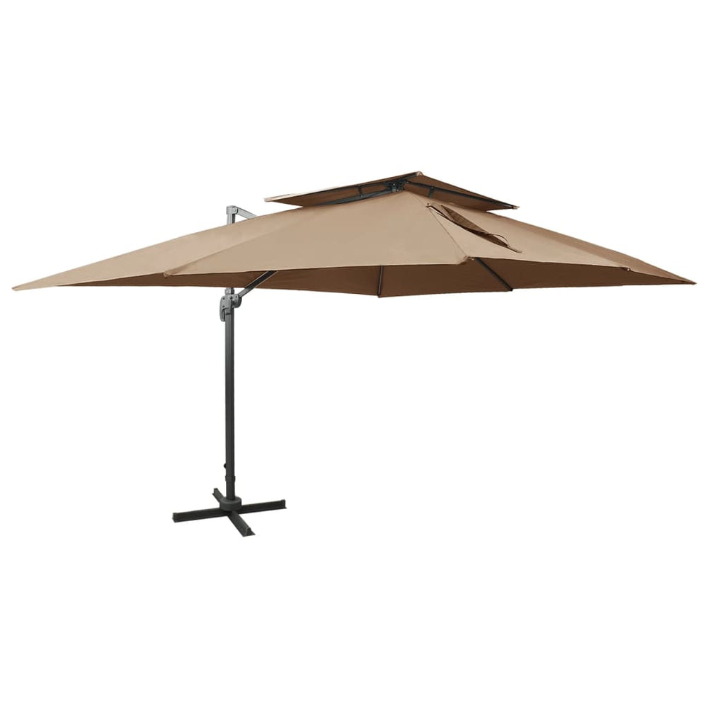 vidaXL Parasol déporté avec aération 400x300 cm Gris-taupe
