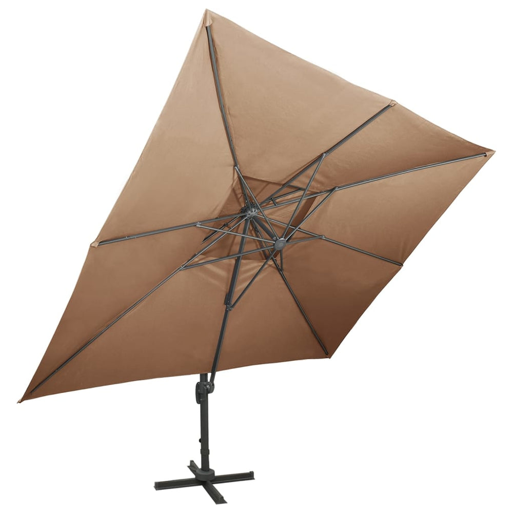 vidaXL Parasol déporté avec aération 400x300 cm Gris-taupe