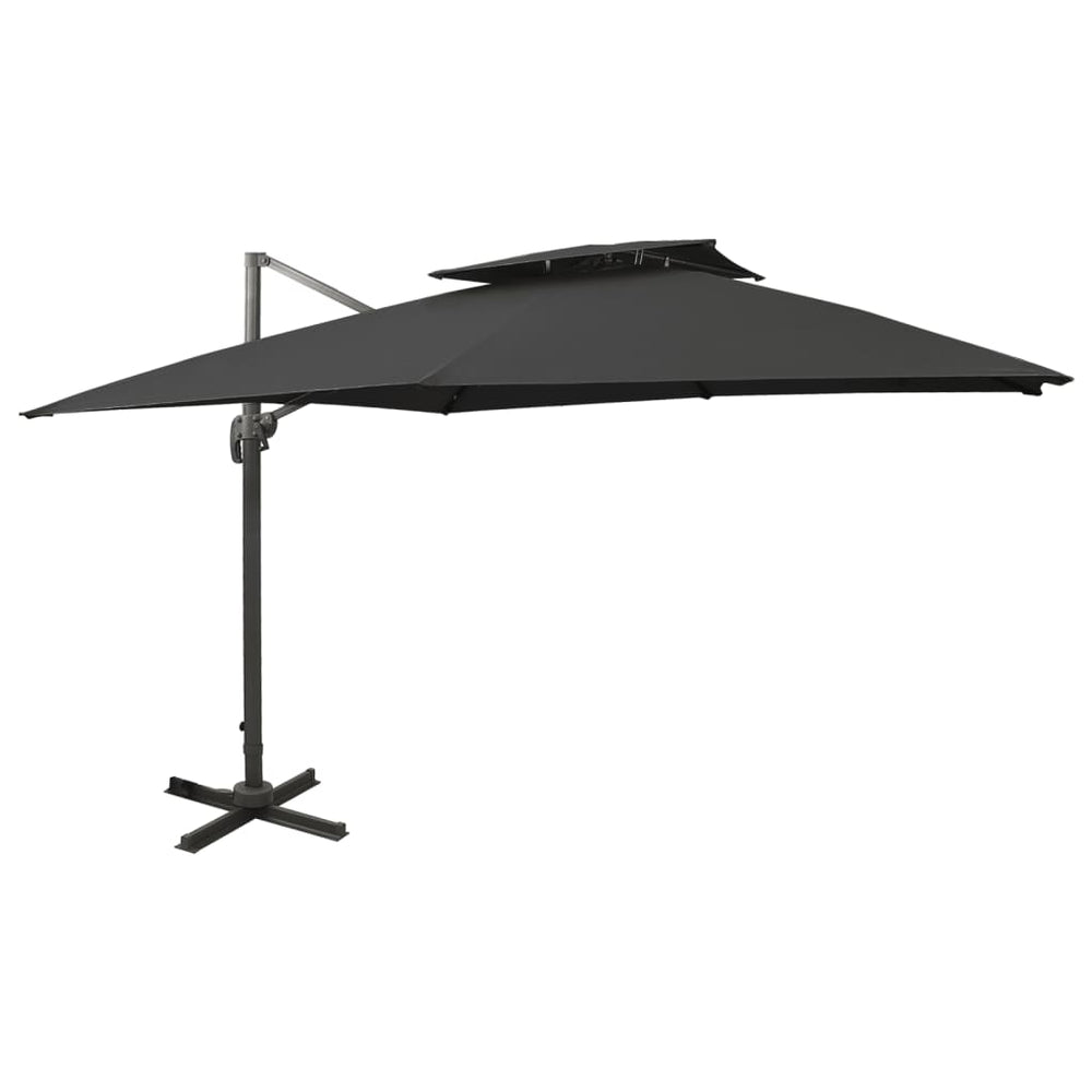 vidaXL Parasol déporté avec évent 300x300 cm Noir