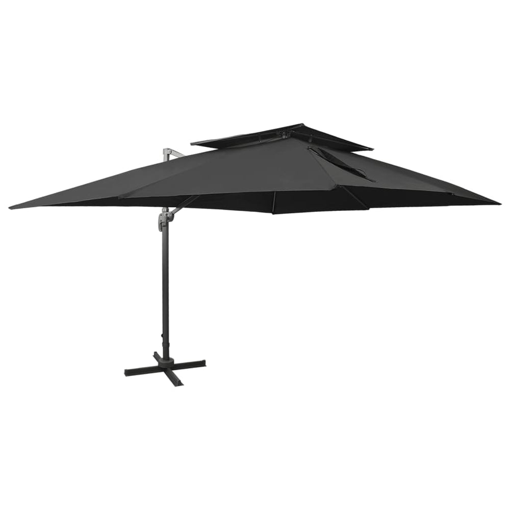 vidaXL Parasol déporté à double toit noir 400 x 300 cm