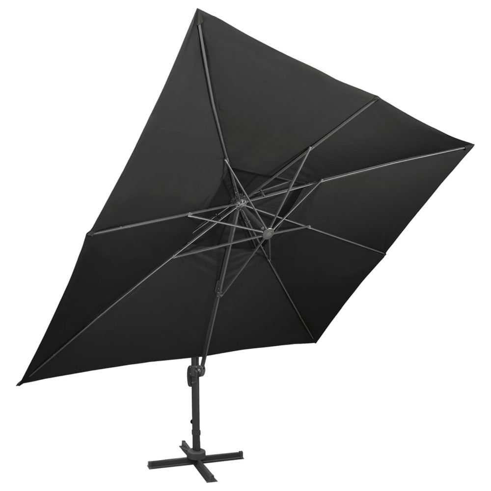 vidaXL Parasol déporté à double toit noir 400 x 300 cm