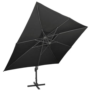 Ampelschirm mit Doppeldach Schwarz 400 x 300 cm