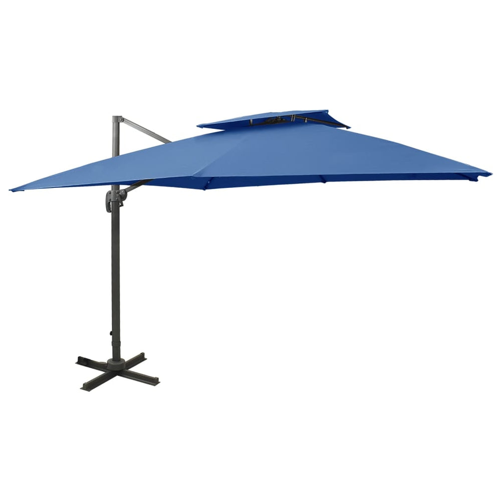 vidaXL Parasol déporté avec évent 300x300 cm Bleu azur