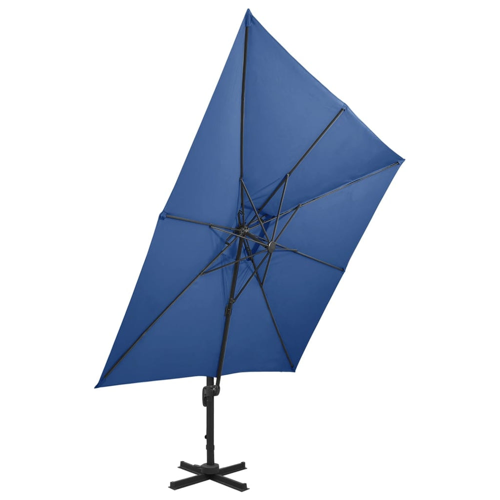 vidaXL Parasol déporté avec évent 300x300 cm Bleu azur