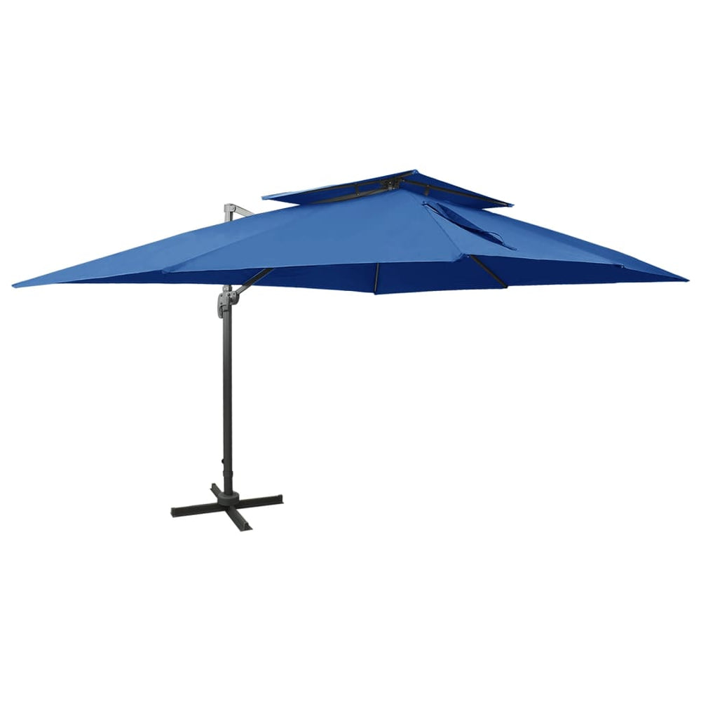 vidaXL Parasol déporté avec évent 400x300 cm Bleu azur