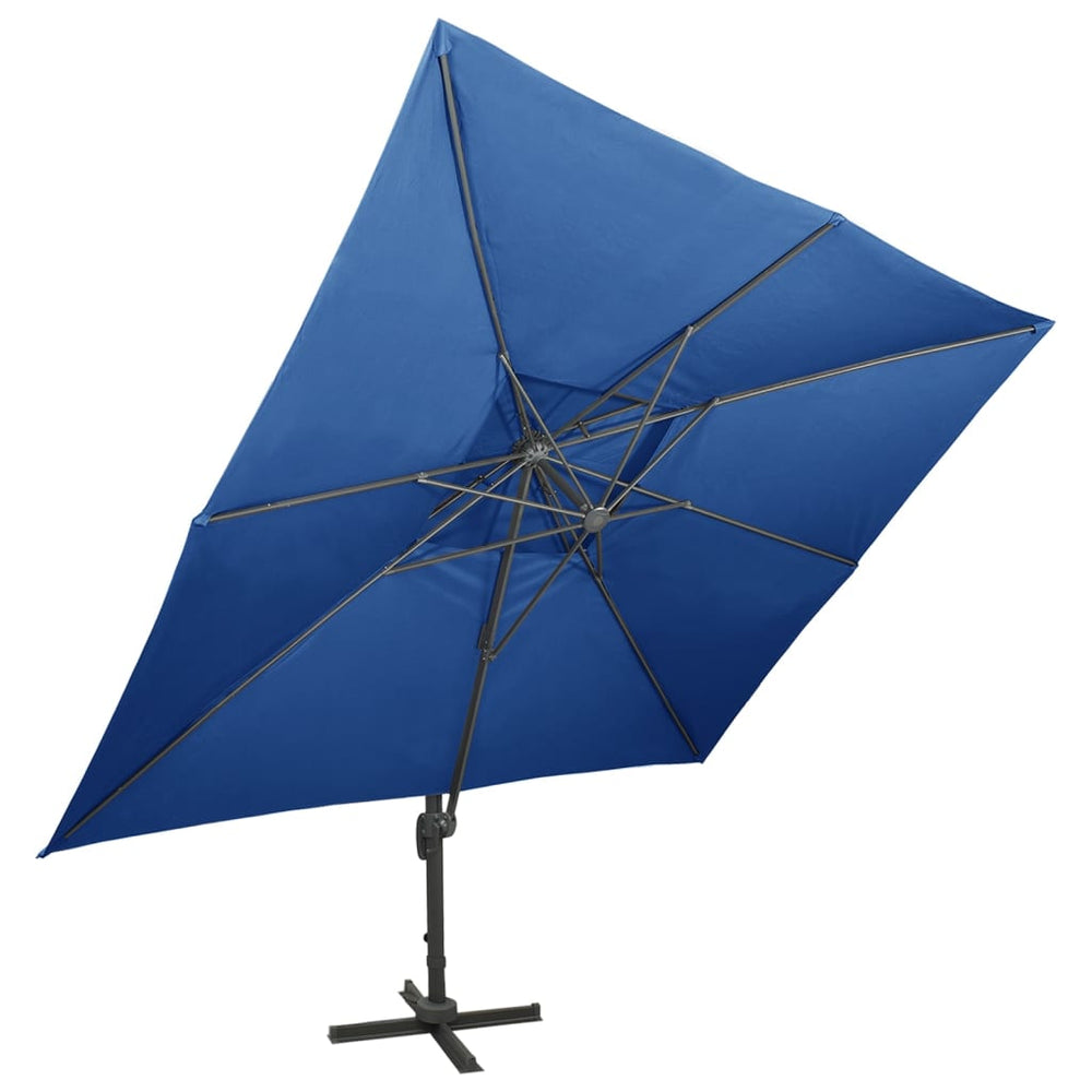 vidaXL Parasol déporté avec évent 400x300 cm Bleu azur