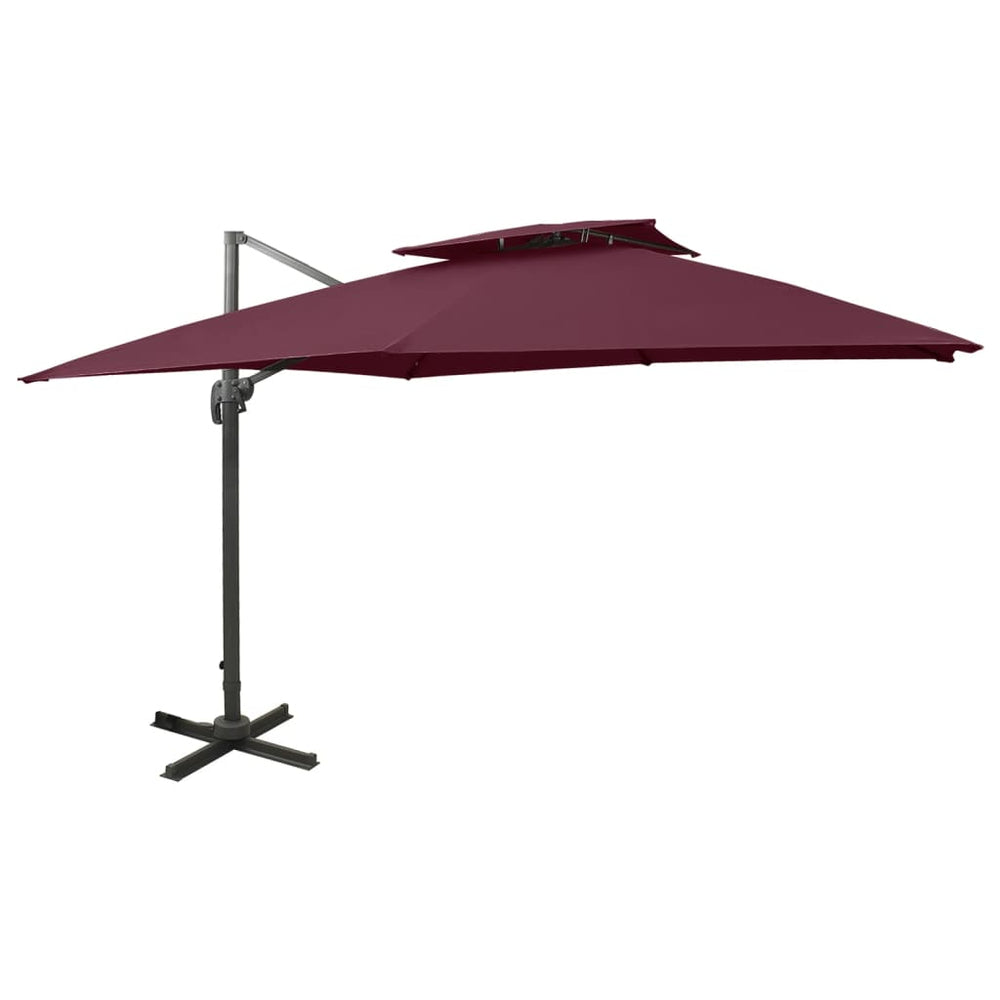 vidaXL Parasol déporté avec évent 300x300 cm Rouge bordeaux