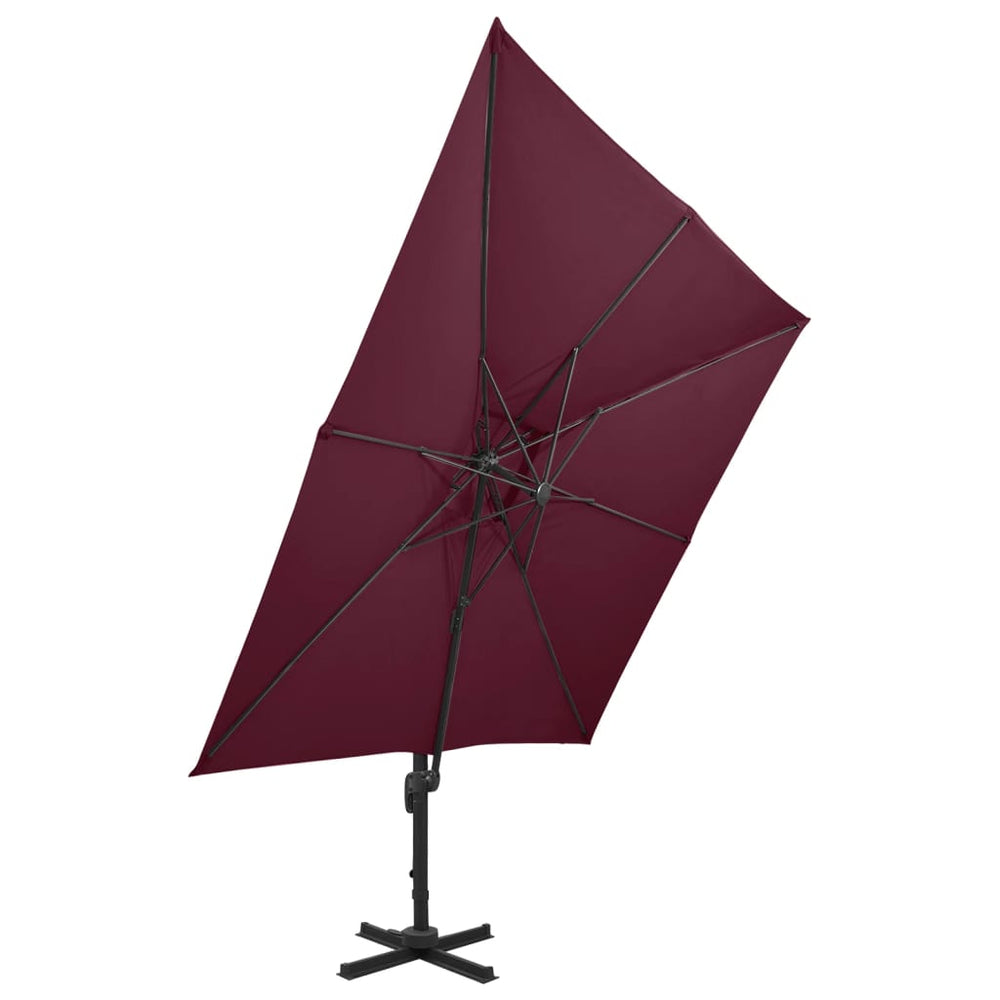 vidaXL Parasol déporté avec évent 300x300 cm Rouge bordeaux