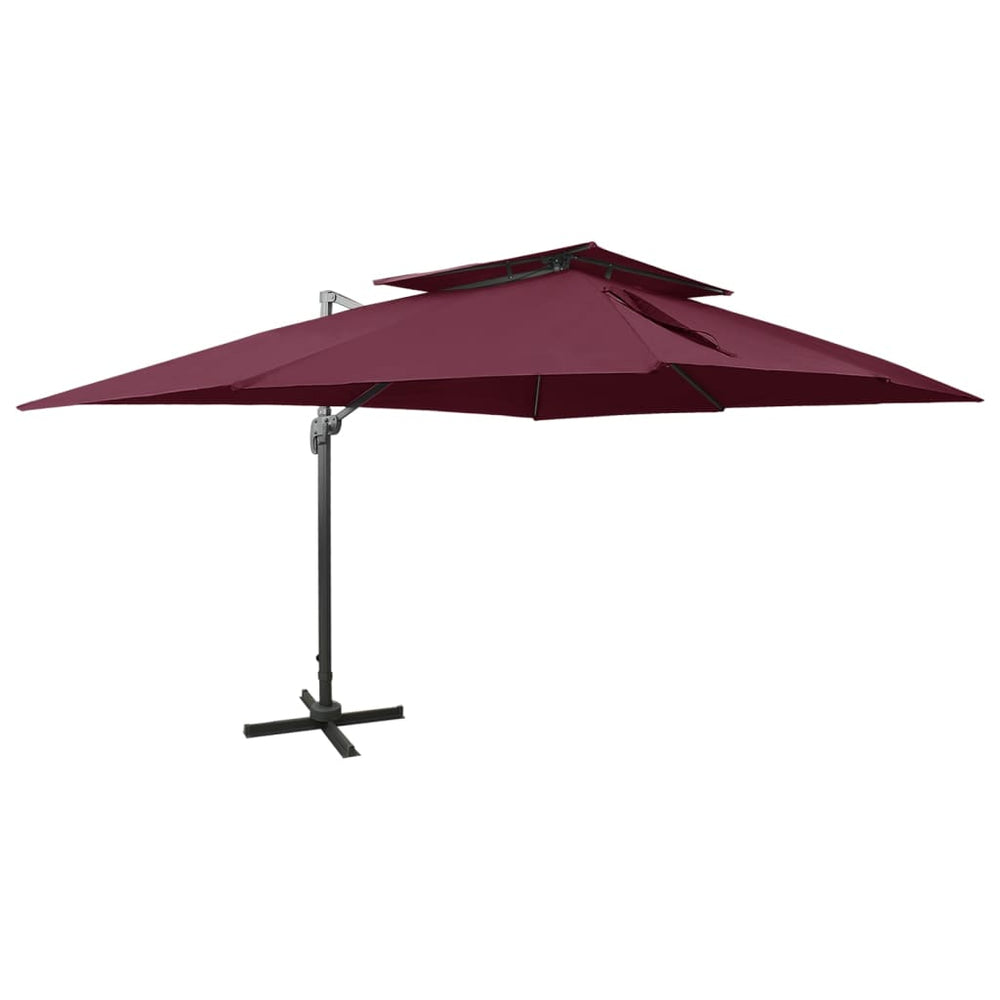 vidaXL Parasol déporté avec double toit bordeaux 400 x 300 cm