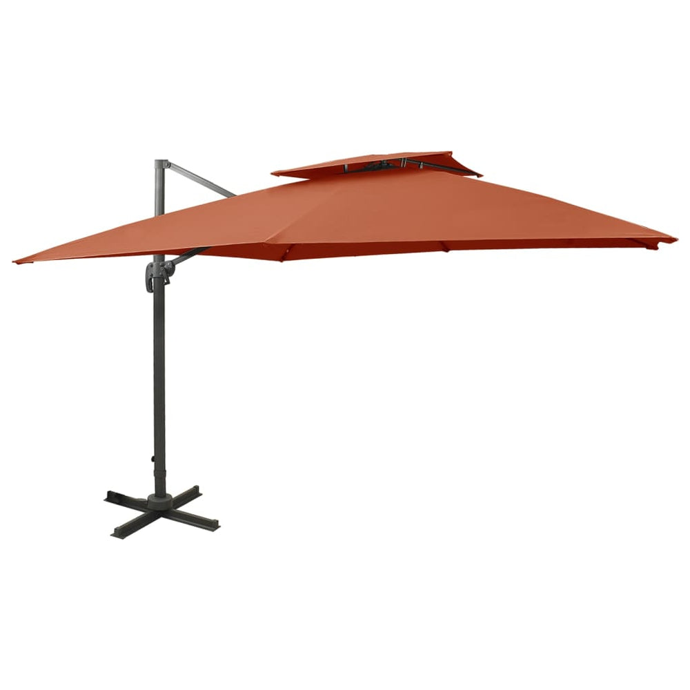 vidaXL Parasol déporté avec aération 300x300 cm Terre cuite