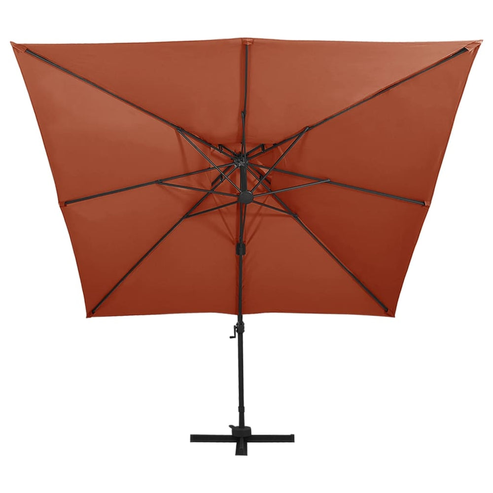 vidaXL Parasol déporté avec aération 300x300 cm Terre cuite