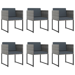 11-tlg. Garten-Essgruppe mit Kissen Poly Rattan Grau