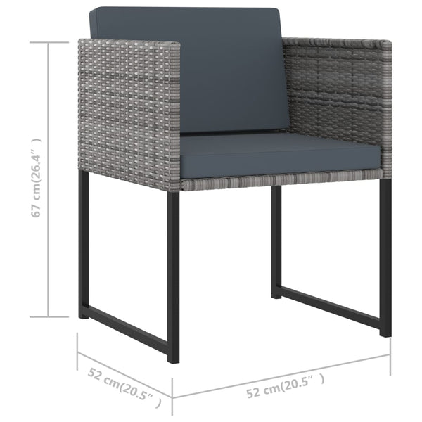 13-tlg. Garten-Essgruppe mit Kissen Poly Rattan Grau