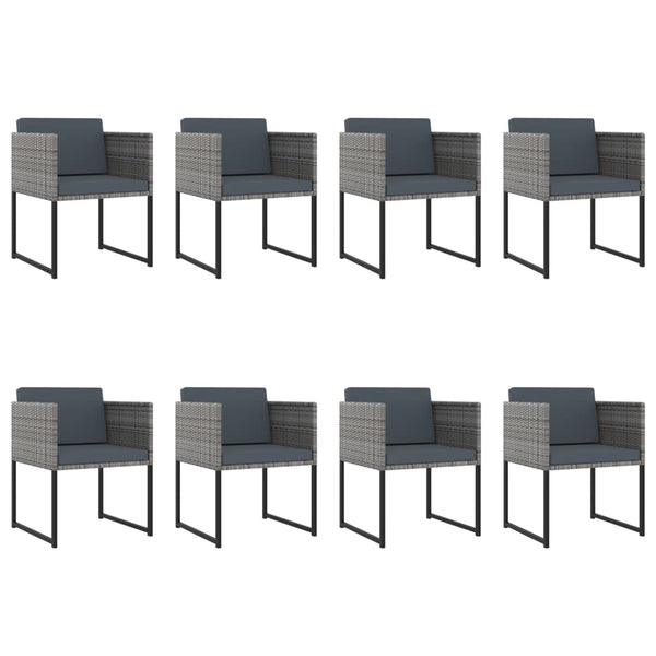 13-tlg. Garten-Essgruppe mit Kissen Poly Rattan Grau