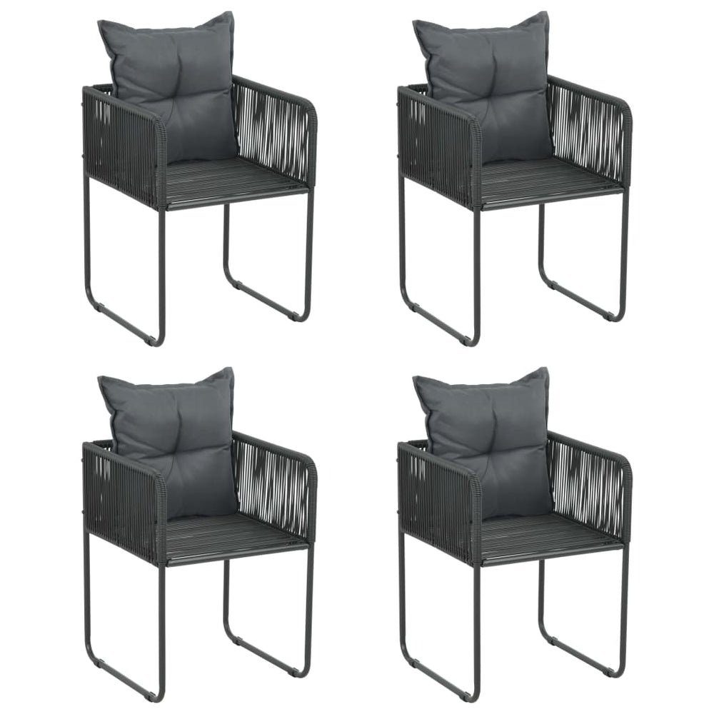 Gartenstühle 4 Stk. mit Kissen Poly Rattan Schwarz
