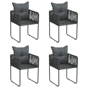 Gartenstühle 4 Stk. mit Kissen Poly Rattan Schwarz