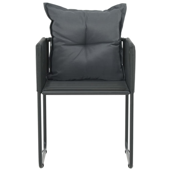 Gartenstühle 4 Stk. mit Kissen Poly Rattan Schwarz