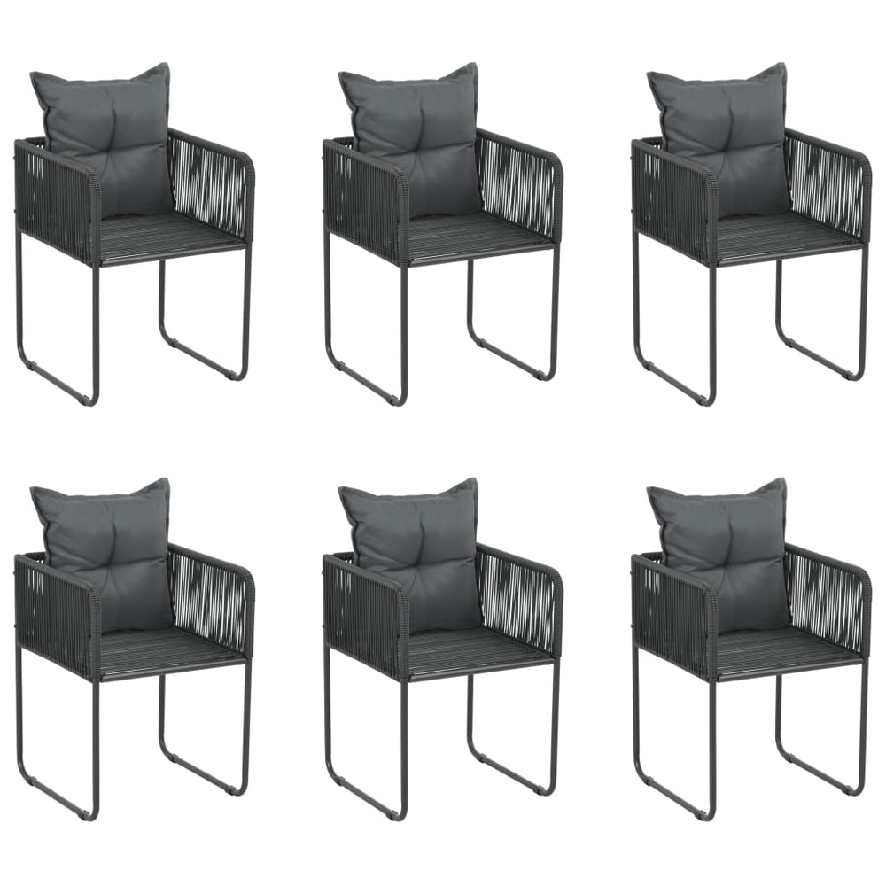 Gartenstühle 6 Stk. mit Kissen Poly Rattan Schwarz