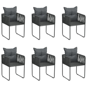 Gartenstühle 6 Stk. mit Kissen Poly Rattan Schwarz