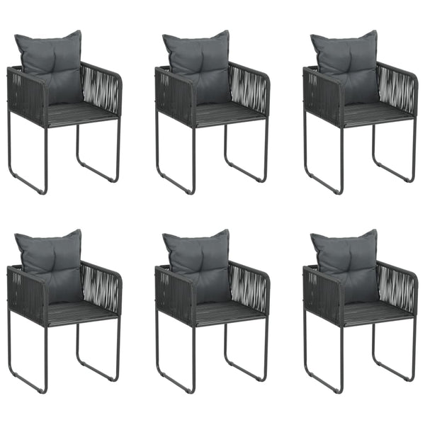 Gartenstühle 6 Stk. mit Kissen Poly Rattan Schwarz