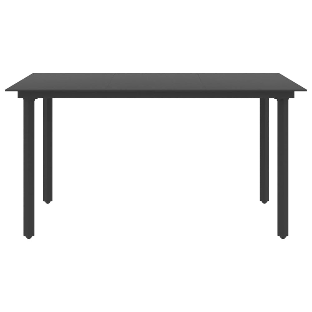 Garten-Esstisch Schwarz 150x80x74 cm Stahl und Glas