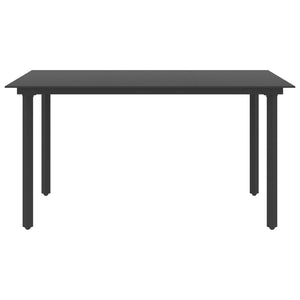 Garten-Esstisch Schwarz 150x80x74 cm Stahl und Glas
