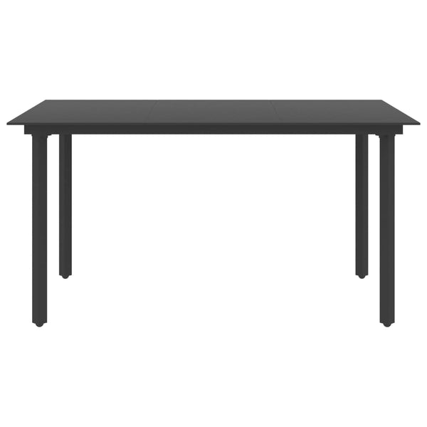 Garten-Esstisch Schwarz 150x80x74 cm Stahl und Glas