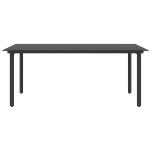 Garten-Esstisch Schwarz 190x90x74 cm Stahl und Glas