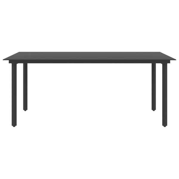 Garten-Esstisch Schwarz 190x90x74 cm Stahl und Glas