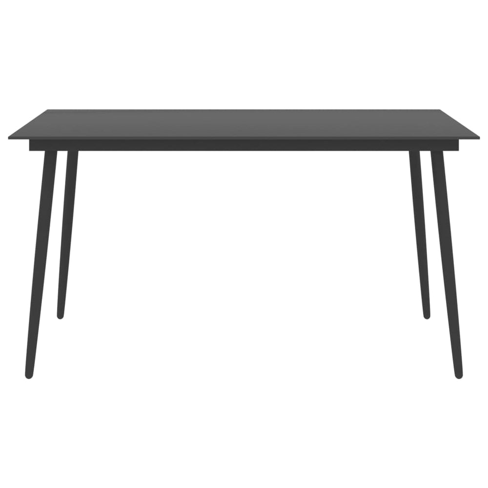 Garten-Esstisch Schwarz 150x90x74 cm Stahl und Glas