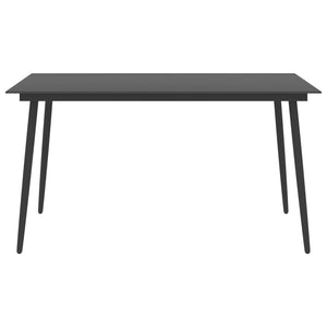 Garten-Esstisch Schwarz 150x90x74 cm Stahl und Glas