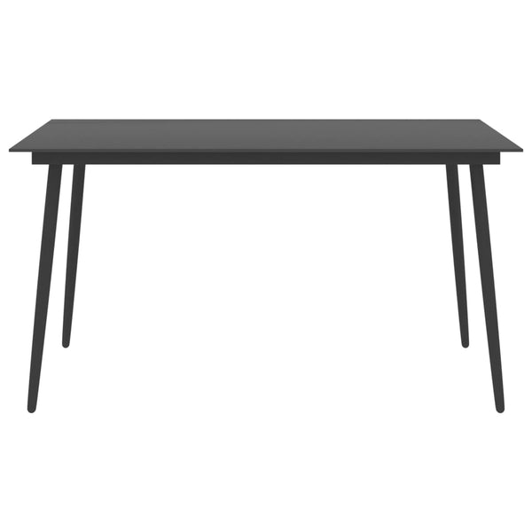Garten-Esstisch Schwarz 150x90x74 cm Stahl und Glas