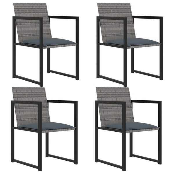 5-tlg. Garten-Essgruppe mit Kissen Poly Rattan Grau