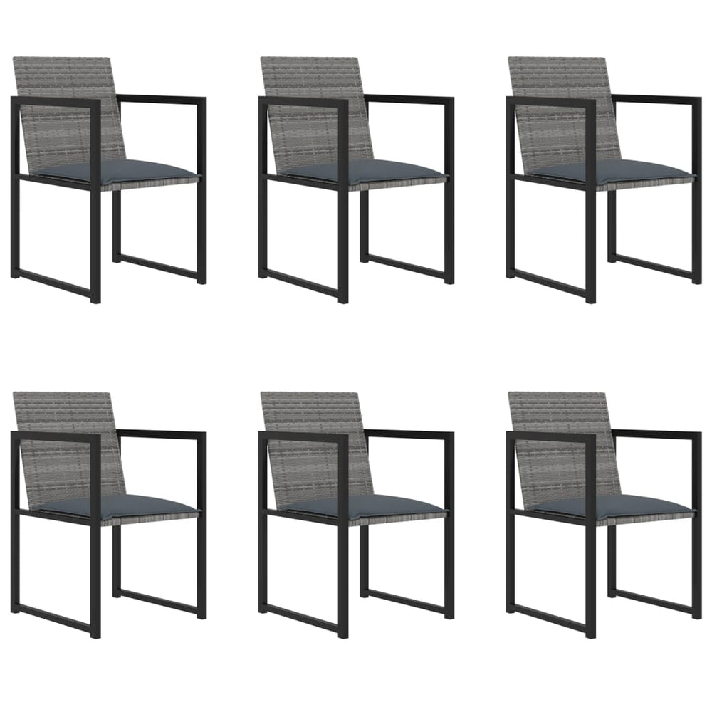 vidaXL Salon de jardin à dîner 7 pcs avec coussins résine tressée gris