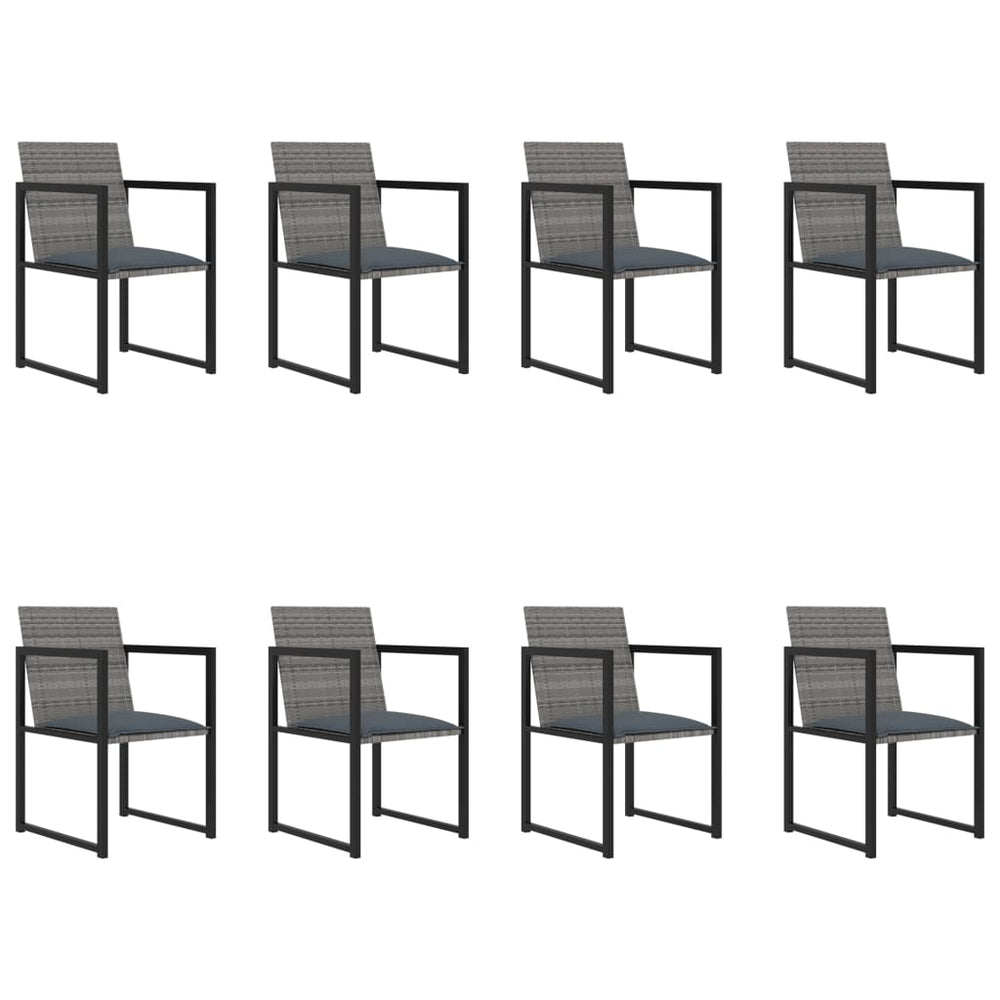 vidaXL Salon de jardin à dîner 9 pcs avec coussins résine tressée gris