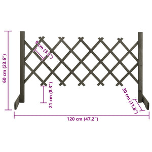 Garten-Rankzaun Grau 120x60 cm Massivholz Tanne