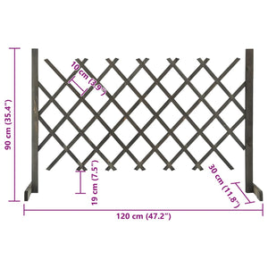 Garten-Rankzaun Grau 120x90 cm Massivholz Tanne