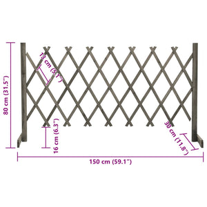Garten-Rankzaun Grau 150x80 cm Massivholz Tanne