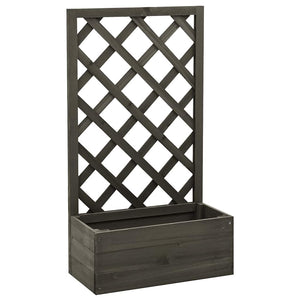 Garten-Spalier mit Blumenkasten Grau 50x25x90 cm Tannenholz