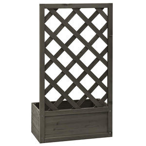Garten-Spalier mit Blumenkasten Grau 50x25x90 cm Tannenholz