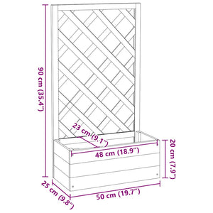 Garten-Spalier mit Blumenkasten Grau 50x25x90 cm Tannenholz