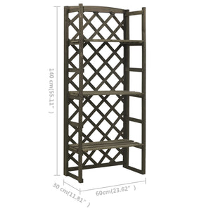 Regal-Rankgitter Grau 60x30x140 cm Massivholz Tanne