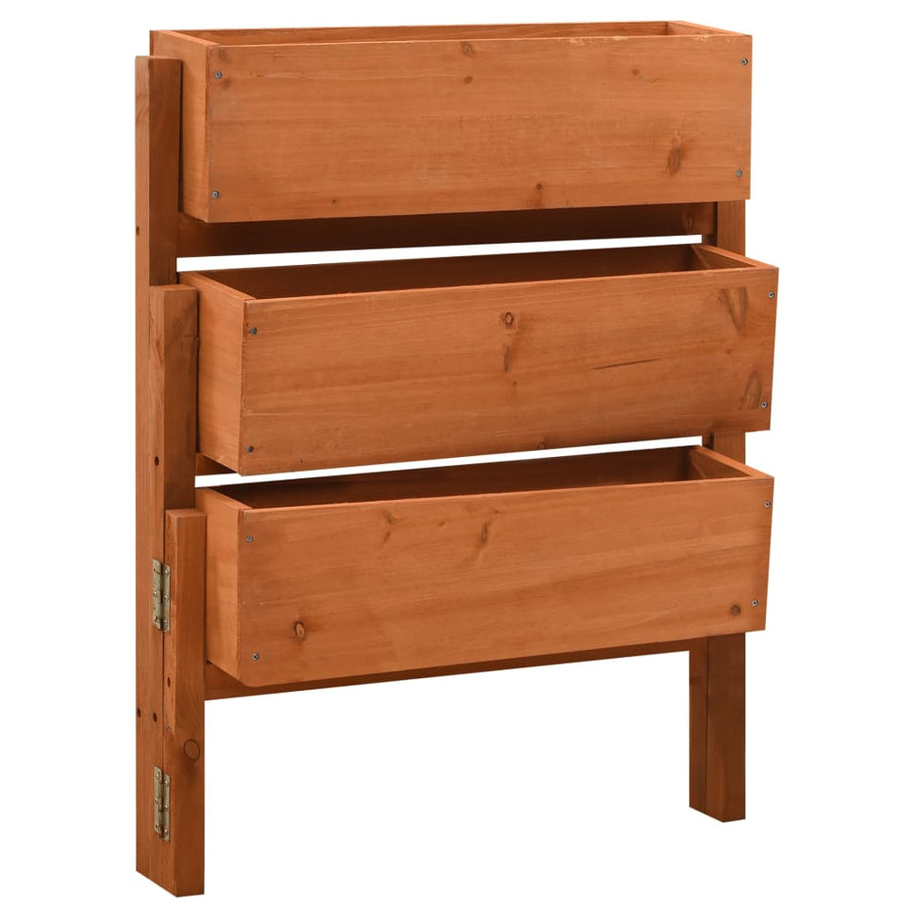vidaXL Jardinière pliable orange 60x14x75 cm en bois de sapin massif